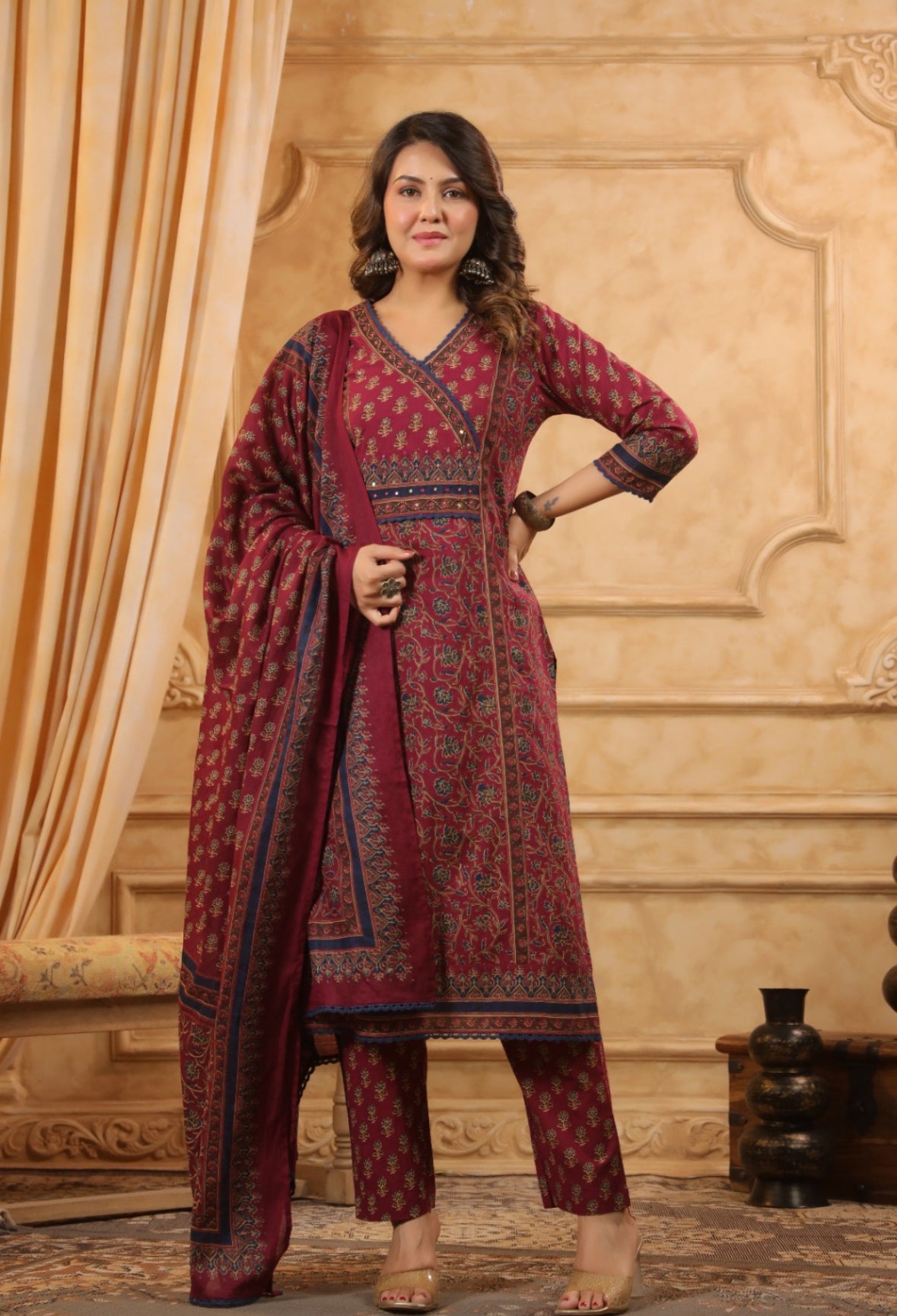 Hand-Printed Cotton Shalwar – 3 Piece Set