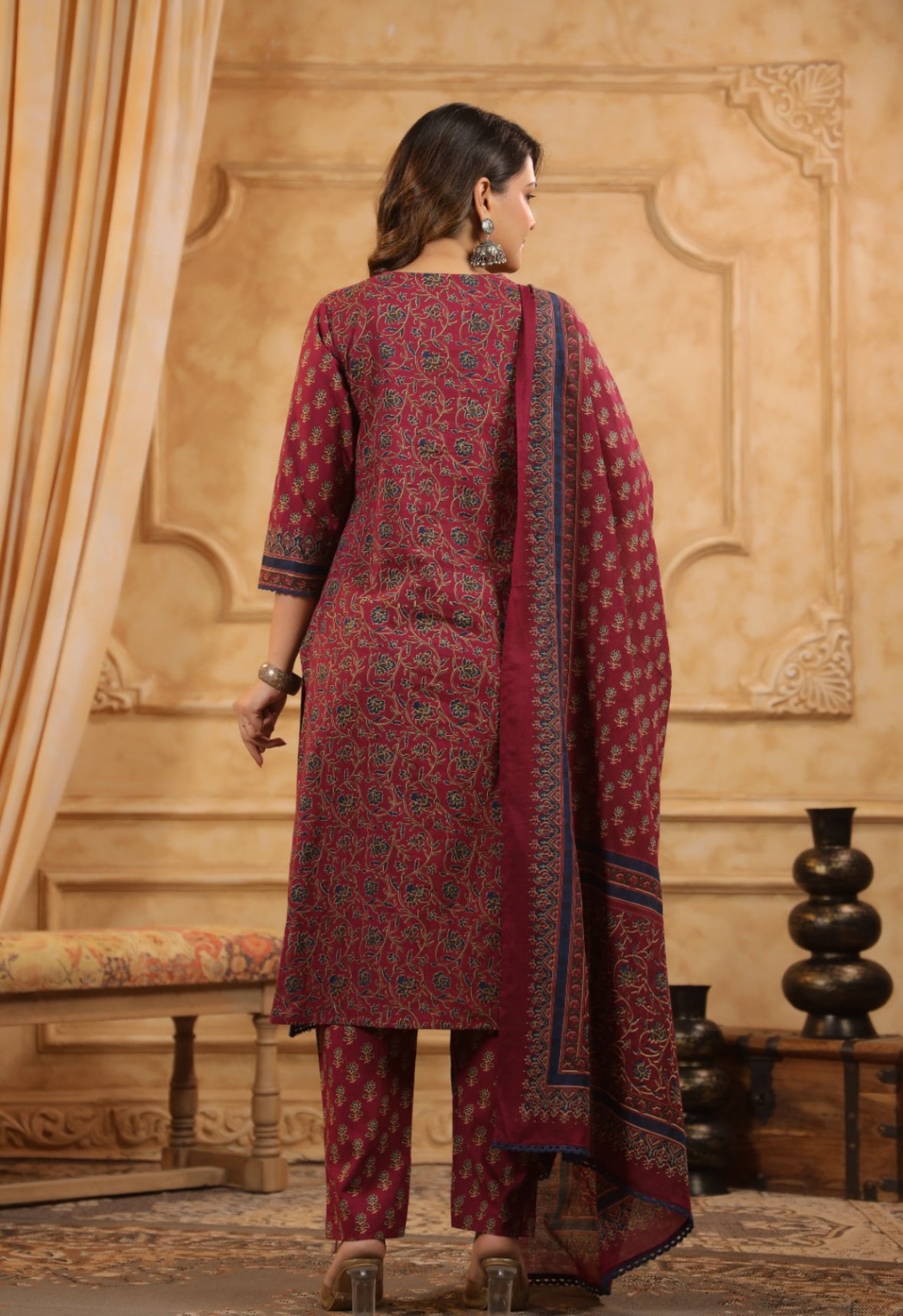 Hand-Printed Cotton Shalwar – 3 Piece Set