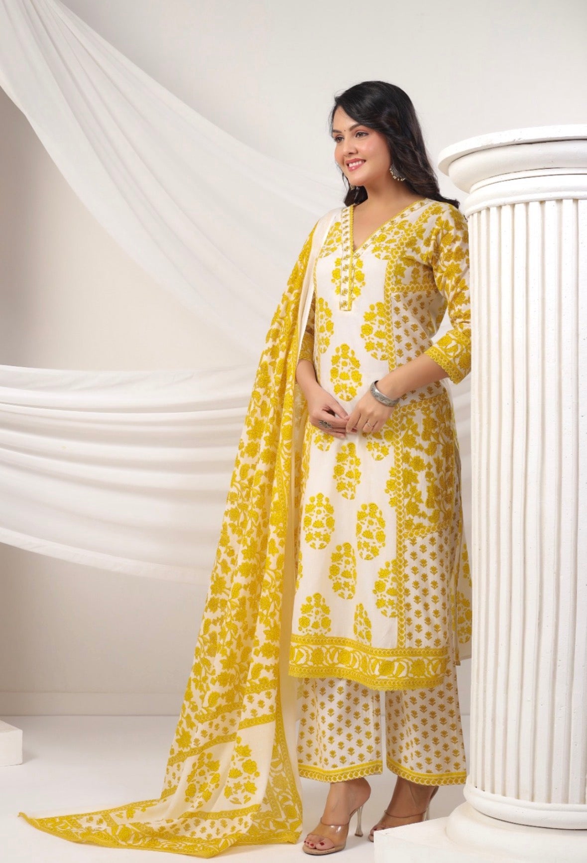 Hand-Printed Cotton Shalwar – 3 Piece Set