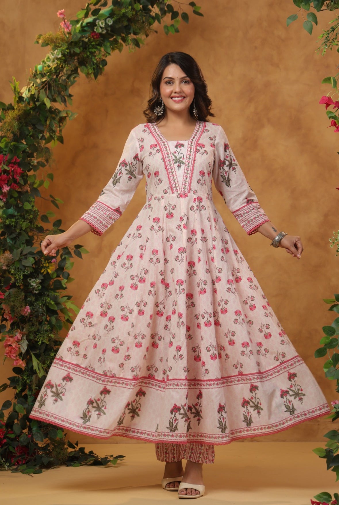Floral Print Anarkali Shalwar