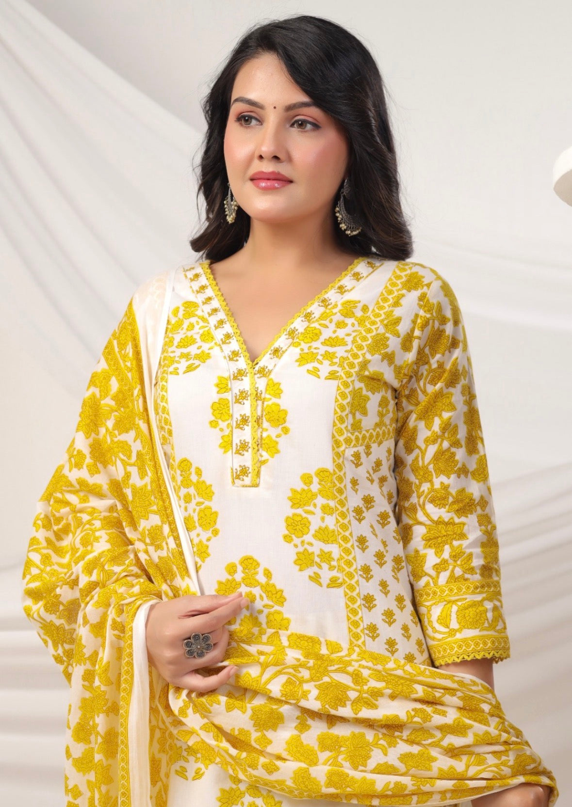 Hand-Printed Cotton Shalwar – 3 Piece Set